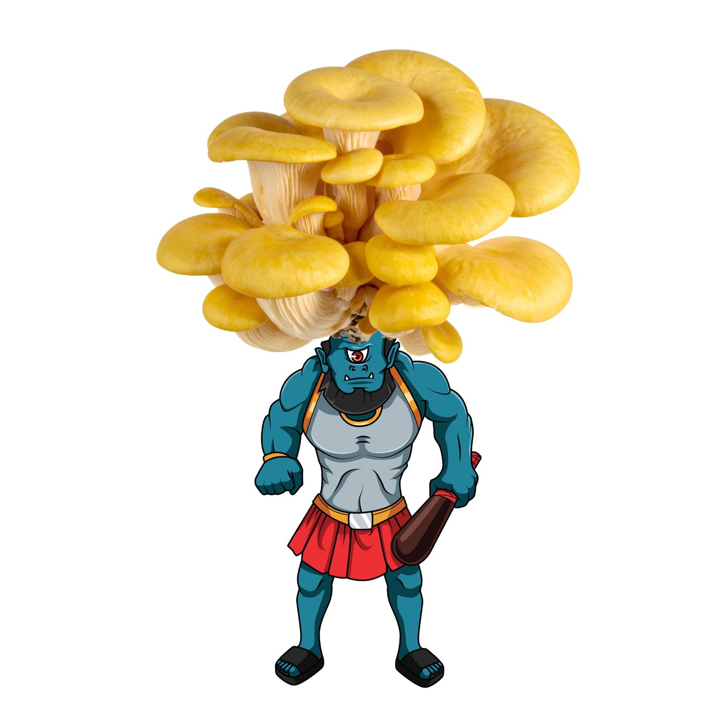 FungEye is a yellow oyster mushroom grow kit from Fungi Friends. You can grow out his hair and eat it after!