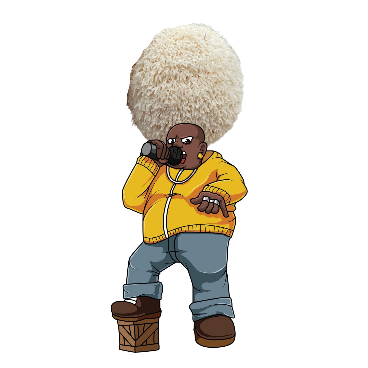 Lil Mane is an at home lion's mane mushroom grow kit from Fungi Friends. You can grow out his hair and cook it after!