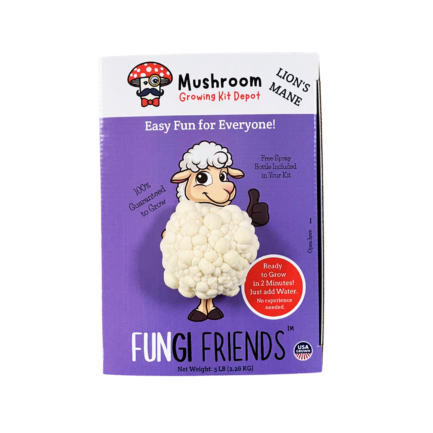 Lil Musheep - Lion's Mane Mushroom Grow Kit - 5 LBS (with box) + Humidity Tent